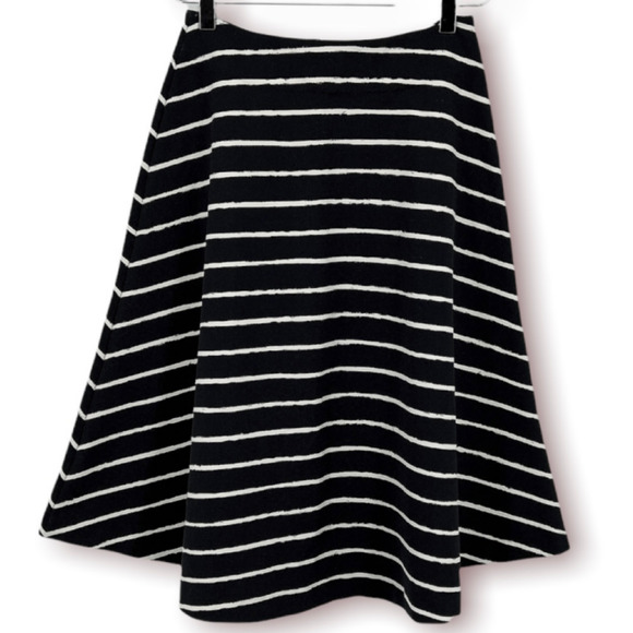 Elizabeth and James Skirt Womens 0 Akemi Black White Striped Ponte Knit A Line - Picture 1 of 12